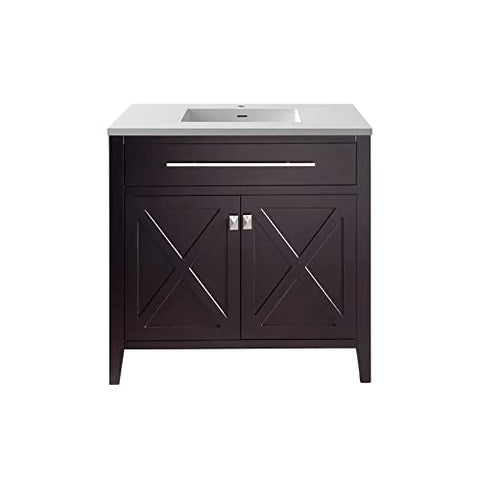 Wimbledon, 36, BRWN Cabinet Matte WHT Viva Stone Surface COUNTERTOP