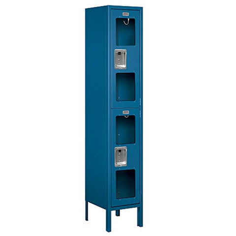 Salsbury Industries S-62152BL-A 12" Double Tier, 1 Wide x 5 Feet High x 12 Inches Deep, Assembled See-Through Metal Locker, Blue