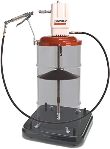 Lincoln 917 High Pressure 50:1 Pneumatic Air Operated Grease Pump, 120 lb. Drums, Drum Cover, Roll Around Base, Follower Plate, 7' Hose, Control Valve