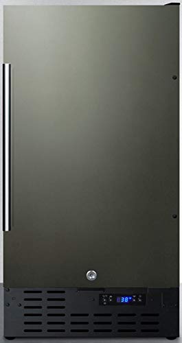Summit Appliance FF1843BKS 18" Wide Built-in Undercounter All-refrigerator with Black Stainless Steel Door, Black Cabinet, Digital Thermostat, Automatic Defrost and Front Lock