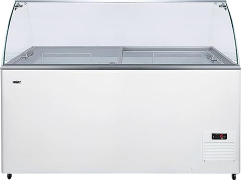 Summit Appliance NOVA45GDC Dipping Cabinet, White; Ships Unassemble; 3-piece Glass Sneezeguard; Manual Defrost; 14.1 cu.ft Capacity; Digital Thermostat; Fan-cooled Compressor; Steel Interior