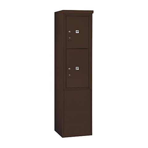 Salsbury Industries 3911S-2PZFP Free Horizontal Mailbox, Front Loading, Single Column, Stand Alone Parcel Locker, 1 PL5, 1 PL6, Private Access, Bronze