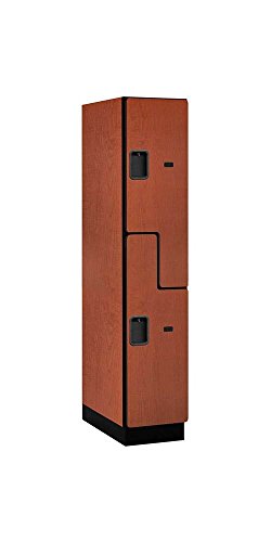 Salsbury Industries 2-Tier S-Style Extra Wide Designer Wood Locker with One Wide Storage Unit, 6-Feet High by 24-Inch Deep, Cherry