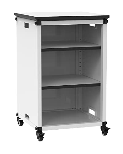 Modular Classroom Bookshelf - Narrow Module with Casters and Tabletop - Black