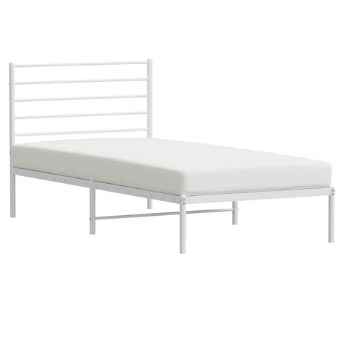 vidaXL Bed Frame White Steel Twin Bed Frame Rectangular Traditional