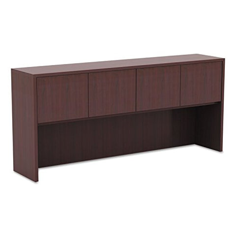 Alera Valencia Series Hutch with Doors 4 Compartments 70.63w x 15d x 35.38h Mahogany