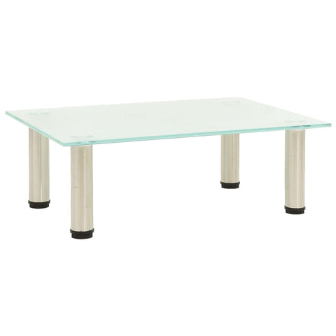 vidaXL Modern Frosted Glass TV Stand 15.7 in Wide Tempered Stylish Rectangle Multimedia Display Furniture Stands Stainless Steel Entertainment Center Media Rectangular Unit Living Room Decor Compact