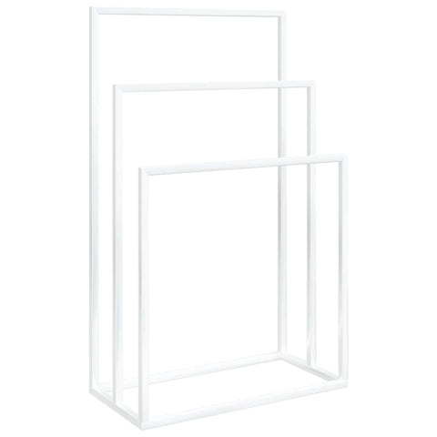 vidaXL Freestanding Towel Rack, 3 Tier Towel Holder Stand for Bathroom, Towel Drying Shelf Rack, Industrial Modern Style, White Iron