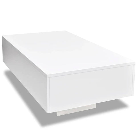 vidaXL Modern Coffee Table, Rectangular Table for Living Room, Sleek High Gloss Finish, 33.5''x21.7''x12.2''?White