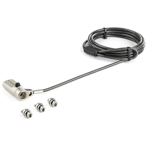 StarTech.com 6.6ft (2m) 3-in-1 Universal Laptop Cable Lock - 4-Digit Combination Laptop/Desktop Security Cable Lock Compatible w/K-Slot, Nano & Wedge Slot Computer - Anti-Theft Steel Cable, TAA