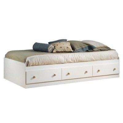 Fast Furnishings Twin Size Mates Platform Bed in White/Maple with 2 Storage Drawers