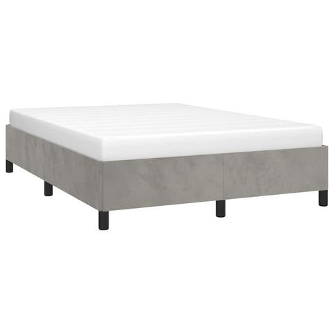 vidaXL Full Size Bed Frame with Plywood Slats, Platform Bed Frame, Velvet Upholstered Mattress Foundation, No Box Spring Needed & Easy Assembly, Light Gray, Without Mattress