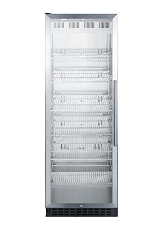 Summit Appliance SCR1401LH Full-Size Commercial Beverage Merchandiser with Left Hand Door, Stainless Steel Interior, Digital Thermostat, Self-Closing Glass Door, Lock and Black Cabinet
