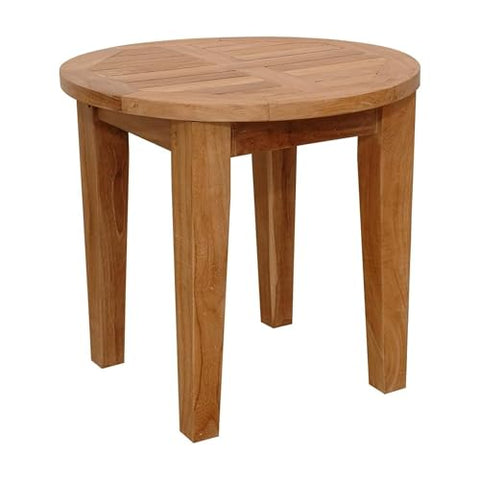Oakestry Brianna 20" Round Wooden Side Table Solid Wood Patio Accent Table, Weather-Resistant Outdoor End Table for Garden, Lawn, Deck, Balcony & Porch, Stylish Small Round Table