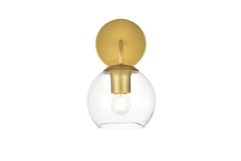 Living District Genesis 1-Light Iron & Glass Bath Sconce in Brass/Clear