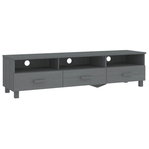 vidaXL HAMAR Dark Gray TV Stand - Solid Pinewood TV Unit with Drawers and Compartments - Practical Back Slot for Cable Management