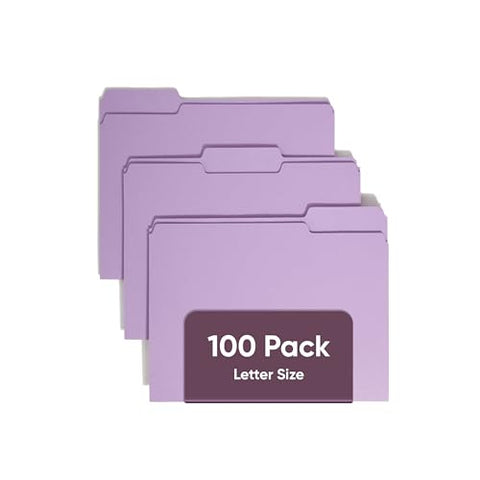 Smead Colored File Folder, 1/3-Cut Tab, Letter Size, Lavender, 100 per Box (12443)