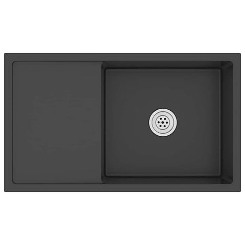 vidaXL Kitchen Sink Undermount Sink with Strainer Black Stainless Steel Sink