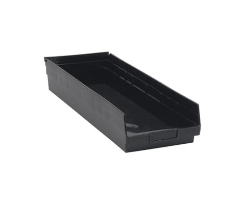 Quantum Storage Systems QSB114BR Economy Recycled Plastic Part Organizer Black Bins 24" L x 9" W x 4" H 6 Pack