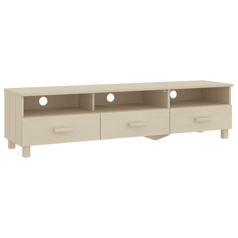 vidaXL Hamar Honey Brown Solid Wood TV Stand with Drawers - 62.2"x15.7"x15.7" - Durable Pinewood and MDF Construction, ic Design, Ample Storage Space, Cord Management Feature
