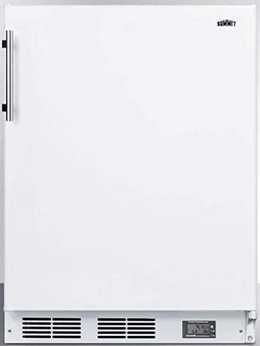 Summit Appliance BKRF663B Counter Height 24" Wide Break Room Refrigerator-Freezer in Black with NIST Calibrated Thermometer, Cycle Defrost Adjustable Thermostat and High/Low Temperature Alarm