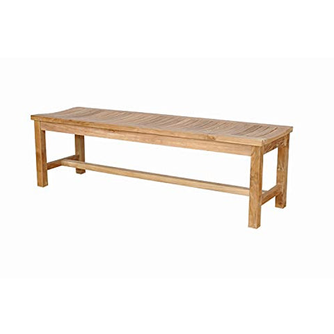 Anderson Teak BH-471B Casablanca 4-Seater Teak Backless Bench, Brown