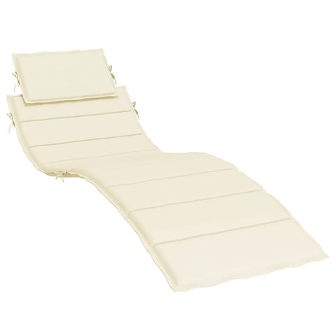 vidaXL Outdoor Sun Lounger Cushion - Water- Oxford Fabric, Foam Fiber Filling, Cream, 73.2"x22.8", Secure Non-Slip Design for Garden/Patio/Living Room