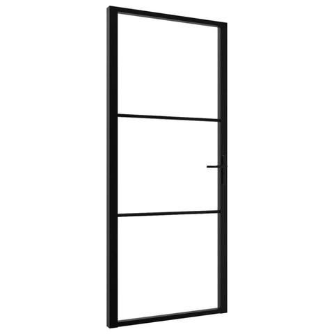 vidaXL Modern Interior Door with ESG Glass and Aluminum Frame, Transparent and Black Design, Easy to Install, 40.4"x79.3" Size, Includes Mounting Materials and Aluminum Alloy Handle