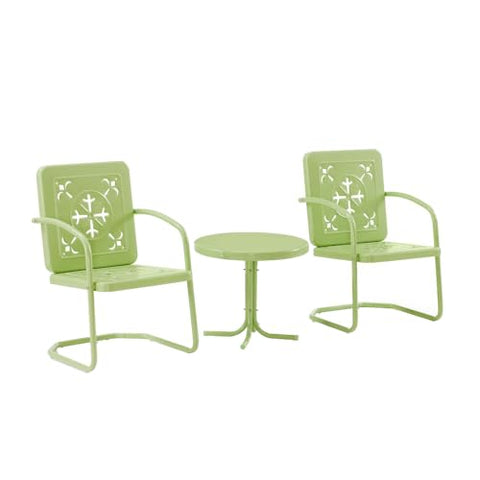 Azalea 3-Piece Retro Outdoor Chair Set Key Lime Gloss - Side Table & 2 Chairs