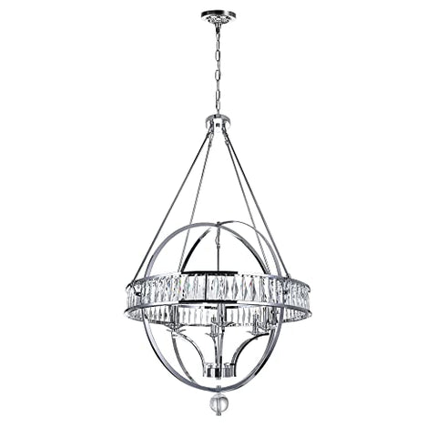 CWI Lighting 42" Black Chandelier for Dining Room, Grand Foyer – 12-Light Orbital Frame with Faceted Crystals & E12 Bulb Base – LED Compatible, Industrial-Traditional Hybrid – BACL Certified