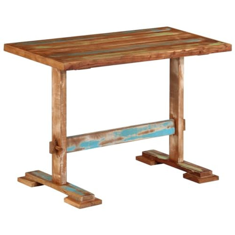 vidaXL Reclaimed Solid Wood Dining Table - Unique Handcrafted Kitchen Table 43.3"x21.7", Eco-Conscious Brown Rectangular Table with Stable Wooden Legs for Home Dining Area