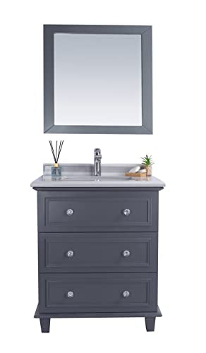 Laviva Luna - 30 - Maple Grey Cabinet White Stripes Marble Countertop