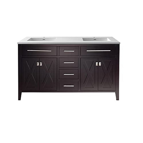 Wimbledon, 60, BRWN Cabinet Matte WHT Viva Stone Surface COUNTERTOP