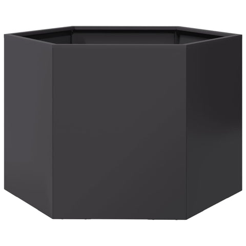 vidaXL Garden Planter Black Hexagon 27.2"x23.6"x17.7" Steel, Planter, Outdoor Planter, Flower Box, Flower Planter, Patio Planter, Garden Planter Box