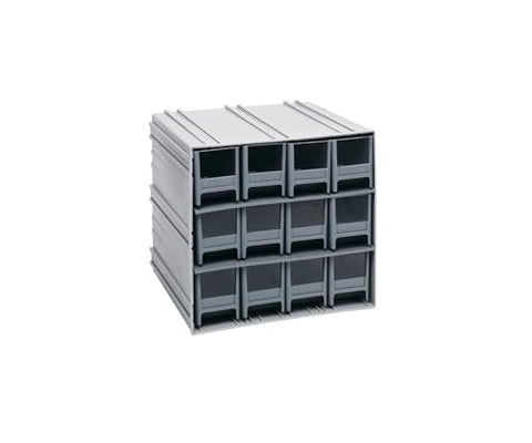 Quantum QIC-122GY Interlocking Storage Cabinets, 11-3/8"D x 11-3/4"W x 11" H, Polysteryne, Gray