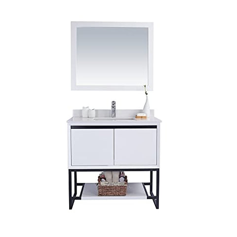 Laviva Alto 36 - White Cabinet White Quartz Countertop