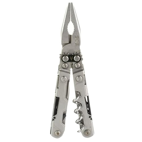 SOG PowerLitre Mini Utility Multi-Tool w/ 19 Lightweight Tools, Compact 5 Inch Long Utility Tool with Knife, Screwdriver, Hex Bit Holder, Stone Wash