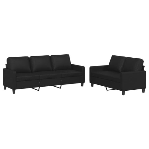 vidaXL Set of 2 sofas, TV armchairs with cushions, relax sofas, upholstered seats for living room, black synthetic leather