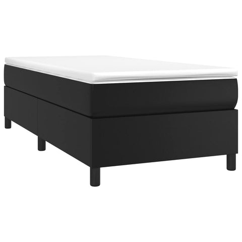 vidaXL Twin XL Box Spring Bed Frame in Black Faux Leather â€“ Modern Style for Bedroom â€“ Stain-, with Supportive Legs and Plywood Slats