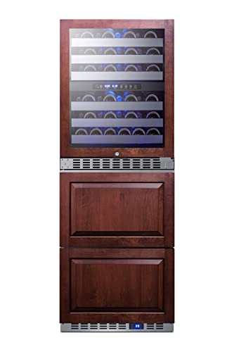 Summit 24” Combination Wine Cellar & 2-Drawer Refrigerator, Dual Zone Wine Cellar, 46 Bottle Capacity, Panel Ready*- SWCDAR24PNR *Panels not included