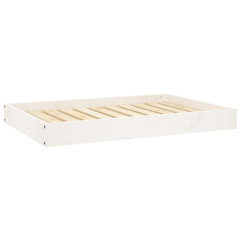 vidaXL Solid Wood Pine Dog Bed in White, Spacious Pet Lounger with Stable Frame and Minimalist Design, Easy Assembly Required - 36"x25.2"x3.5"