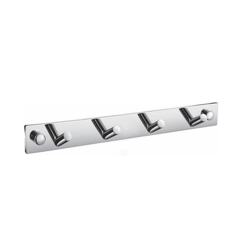 Oakestry Aqua Chiaro Wall Mounted Robe Hook with 4 Hooks Stainless Steel Bathroom Accessory Rust Resistant Polished Finish Easy Installation for Home Hotel Spa Guest Room Storage