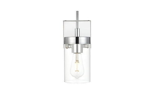 Living District Benny 1-Light Iron & Glass Bath Sconce in Chrome/Clear