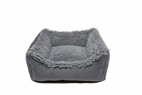 Dirty Dog Lounger Bed, Cool Grey, 37" x 31" XL, Super Comfy Anxiety Calm Pet Beds, Machine Washable Microfiber Soft and Comfy