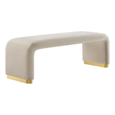 Modway EEI-6734-BRA-ALM Koda Performance Velvet Waterfall Long Bench, Brass Almond