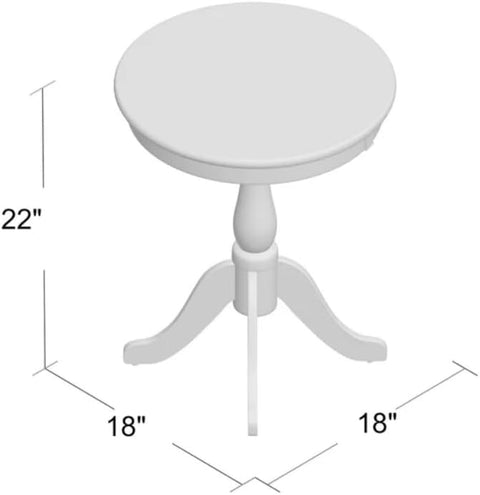 Acme Alger Round Wooden End Table in White