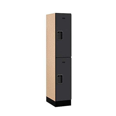 Salsbury Industries Double Tier Designer Wood Locker, Black, 5' 1" x 18"