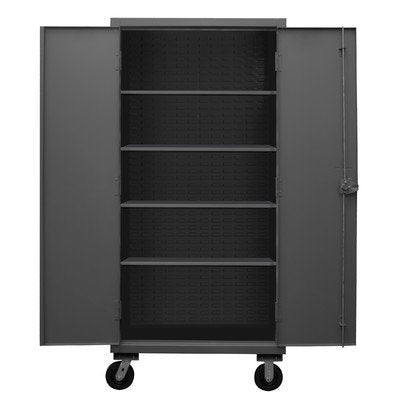 Durham HDCM36-4S-95 Lockable Mobile Cabinet and 4 Adjustable Shelves, 36" Wide, 12 Gauge