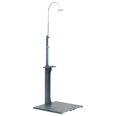 vidaXL Durable Garden Shower in Anthracite Color - Hardwood & Fir Wood, Stainless Steel Shower Head and Chrome-Plated Knob - Weather- and Outdoor Compatible - Rotatable Nozzle and Adjustable Pressure