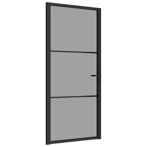 vidaXL Black ESG Glass and Aluminum Interior Door - Modern Design, Privacy Protection, Durable Material, Easy Installation